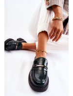 Lakierowane Półbuty Ze Srebrną Ozdobą Zielone Lemar Hestill