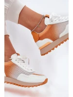 Skórzane Buty Sportowe Z Siateczką Damskie Vinceza 66775 Pomarańczowe