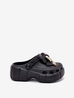 Klapki Dziecięce Dziewczęce Piankowe Z Kokardką I Ozdobami Czarne Selvana