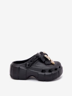 Klapki Dziecięce Dziewczęce Piankowe Z Kokardką I Ozdobami Czarne Selvana