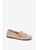 Dámské mokasíny s třásněmi světle béžové model 21915108 - Boto
