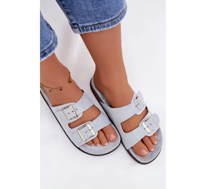 Dámské pantofle s přezkami Modré Oliena