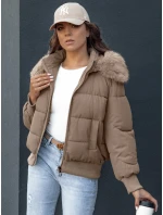 Dámská prošívaná zimní bunda s kožešinou camel Dstreet model 21979212 - FashionStreet