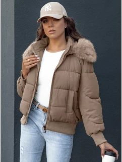 Dámská prošívaná zimní bunda s kožešinou camel Dstreet model 21979212 - FashionStreet