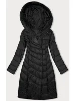 Dlouhá černá dámská bunda s kapucí model 21247122 - Ann Gissy