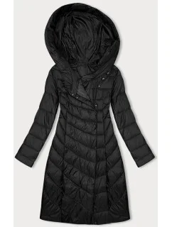 Dlouhá černá dámská bunda s kapucí model 21247122 - Ann Gissy