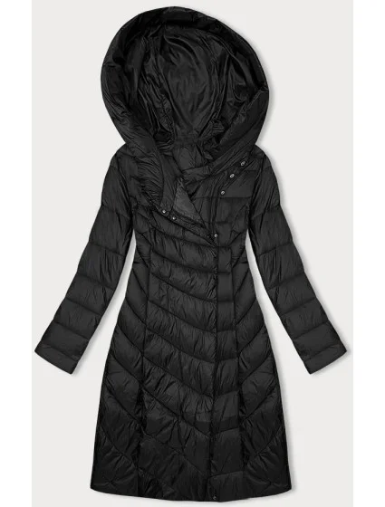 Dlouhá černá dámská bunda s kapucí model 21247122 - Ann Gissy
