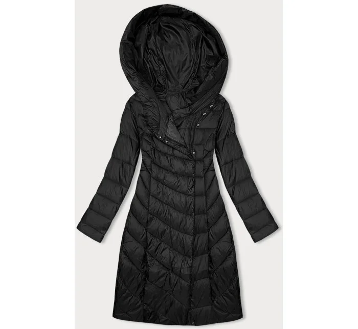 Dlouhá černá dámská bunda s kapucí model 21247122 - Ann Gissy