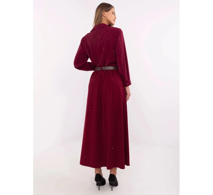 Elegantná maxi sukňa s ozdobným lemom bordová (19720) Elegantná maxi sukňa s ozdobným lemom bordová (19720)