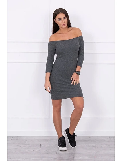 Pruhované vypasované šaty graphite melange