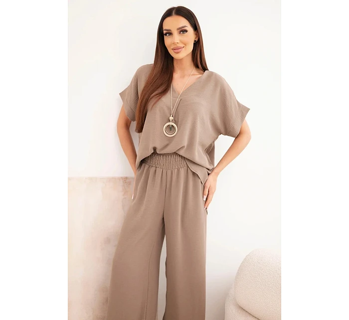 Súprava s náhrdelníkom blúzka + nohavice fango