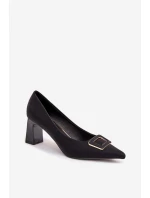 Lodičky na podpatku s ozdobnou sponou černé model 21704536 - Boto