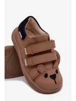 Kožené detské topánky Barefoot s medvedíkom Bartek Beige