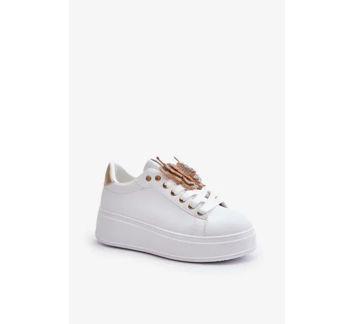 Dámske tenisky na platforme s motýľom bielo-zlaté Naritevia Dámske tenisky na platforme s motýľom bielo-zlaté Naritevia