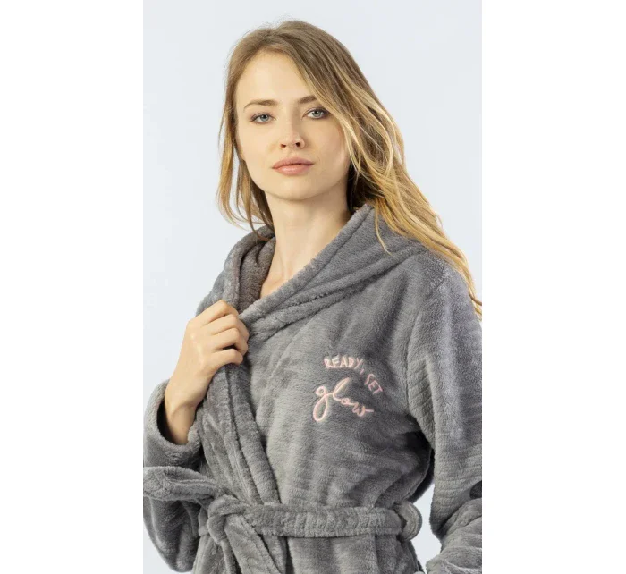 Dámský župan krátký s kapucí model 16162356 - Vienetta Dámský župan krátký s kapucí model 16162356 - Vienetta