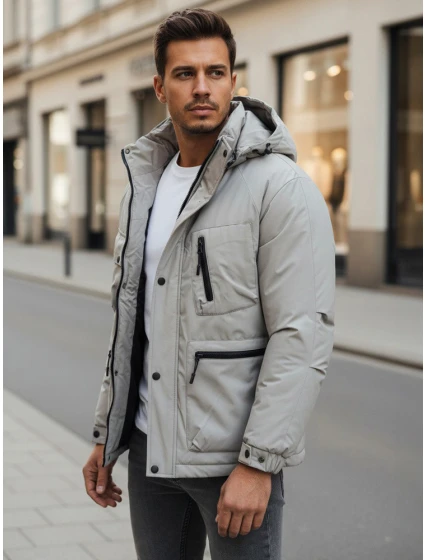 Pánská zimní bunda s kapucí šedá Dstreet model 21994698 - FashionStreet