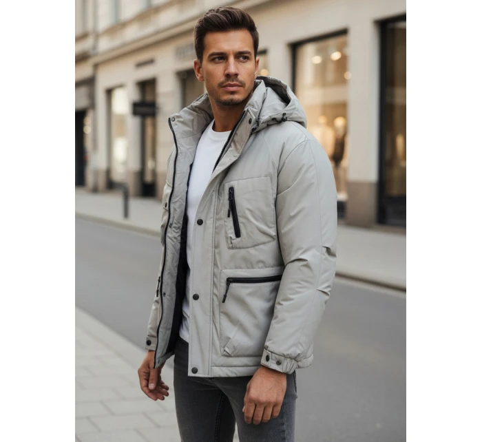 Pánská zimní bunda s kapucí šedá Dstreet model 21994698 - FashionStreet