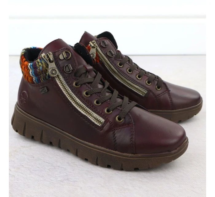 Dámské kožené vínové model 21905379 - Rieker