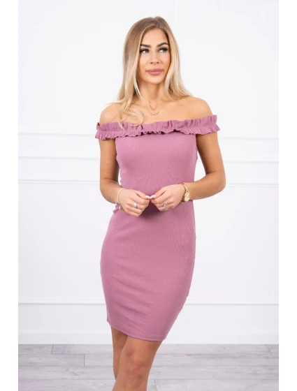 Španielske šaty s volánikmi tmavo ružové