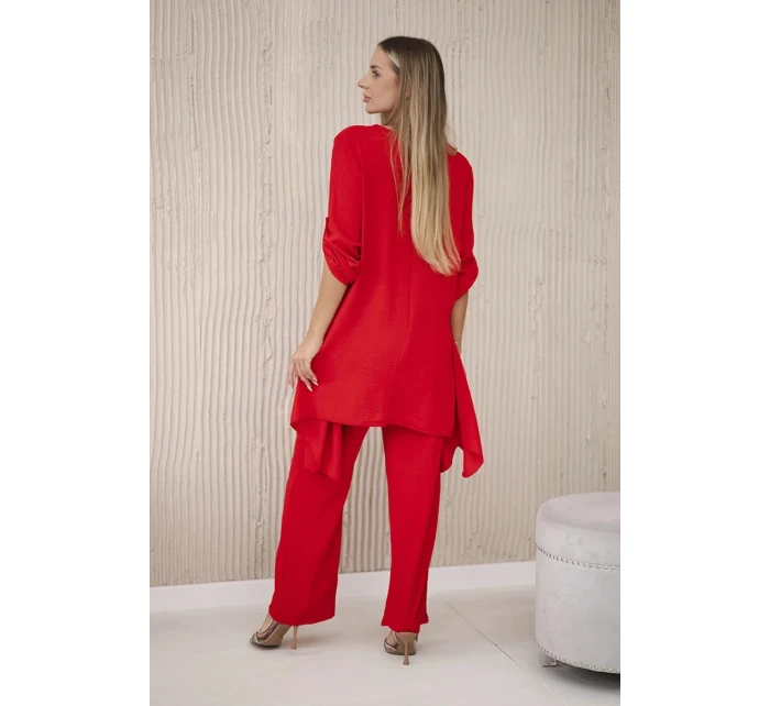 Súprava blúzka + nohavice s príveskom červená