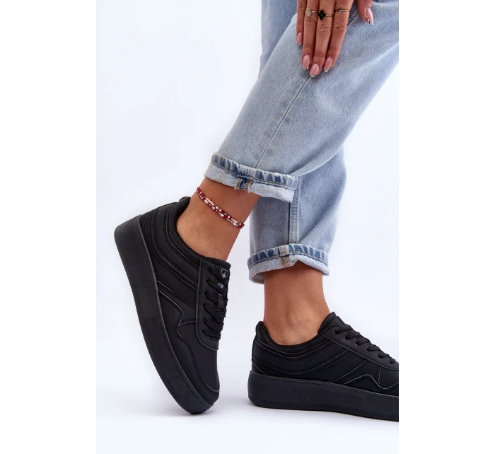 Buty Sportowe Damskie Na Platformie Czarne Pudina