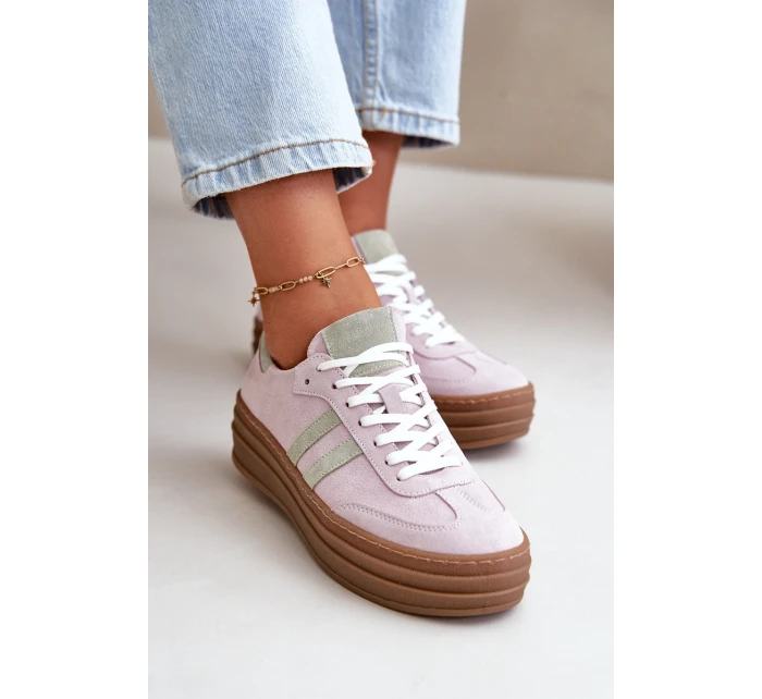 Zazoo N1068S4 Damskie Zamszowe Sneakersy Na Platformie Fioletowe