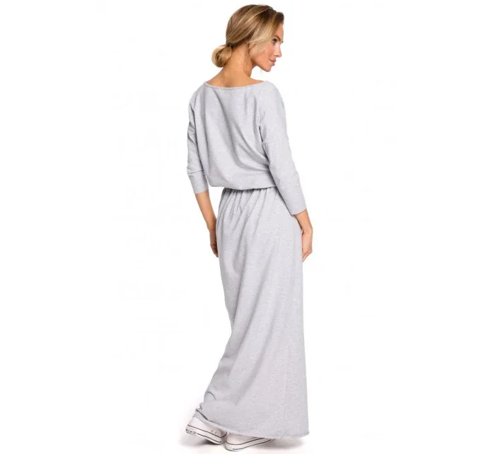 M435 Maxi bavlnené šaty s opaskom na zaväzovanie - čierne