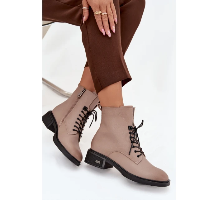 Dámske topánky Vinceza - béžové, pravá koža, nízky podpätok, zateplené Dámske topánky Vinceza - béžové, pravá koža, nízky podpätok, zateplené