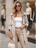 Dámska prechodná bunda typu parka s kapucňou, béžová, FashionStreet TY5812 Dámska prechodná bunda typu parka s kapucňou, béžová, FashionStreet TY5812