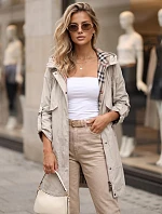 Dámska prechodná bunda typu parka s kapucňou, béžová, FashionStreet TY5812