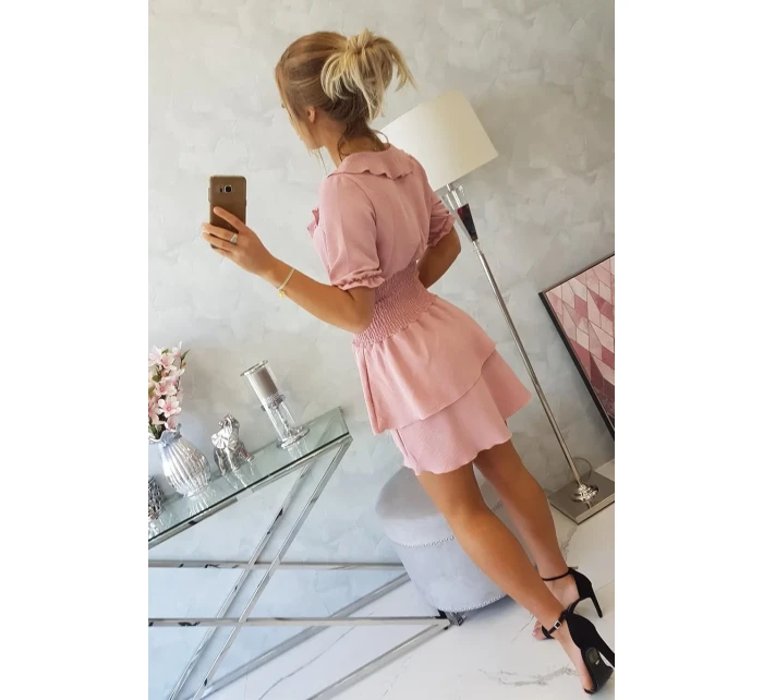 Šaty v páse tmavo púdrovo ružové