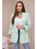 Bunda s klopou elegantná svetlá mentolová Bunda s klopou elegantná svetlá mentolová