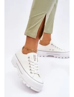 Materiałowe Trampki Na Platformie Big Star LL274150 Białe Materiałowe Trampki Na Platformie Big Star LL274150 Białe
