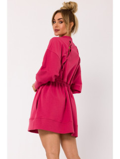 model 18383321 Šaty na zip s ozdobným šněrováním korálová barva - Moe