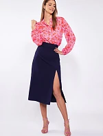 Dámska midi sukňa 0590-013 Tmavomodrá - Monnari