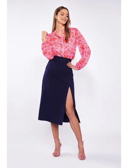 Dámska midi sukňa 0590-013 Tmavomodrá - Monnari