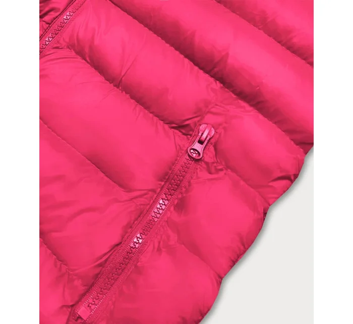 Krátka ružová dámska prešívaná vesta (23077-266)