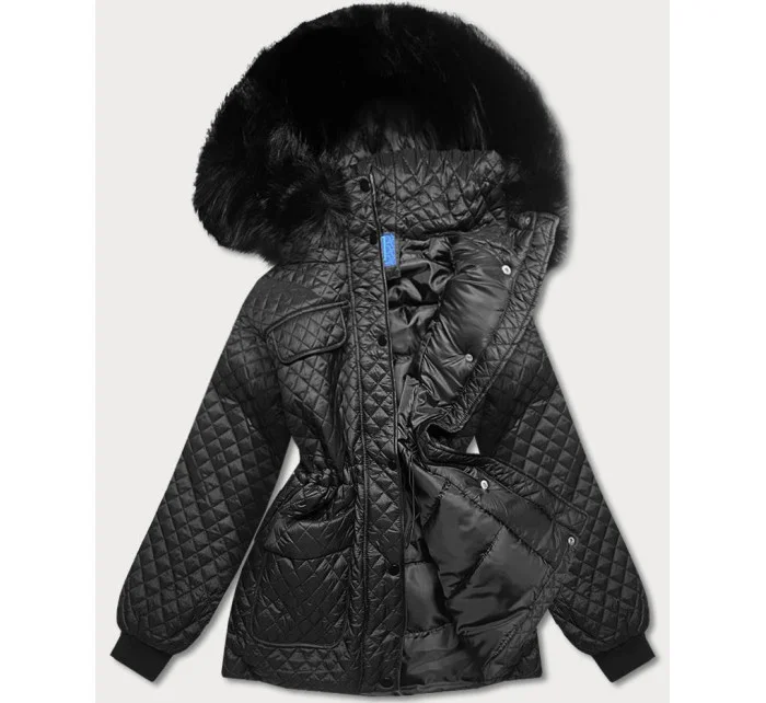 Čierna dámska prechodná bunda nadmernej veľkosti (ag6-27)