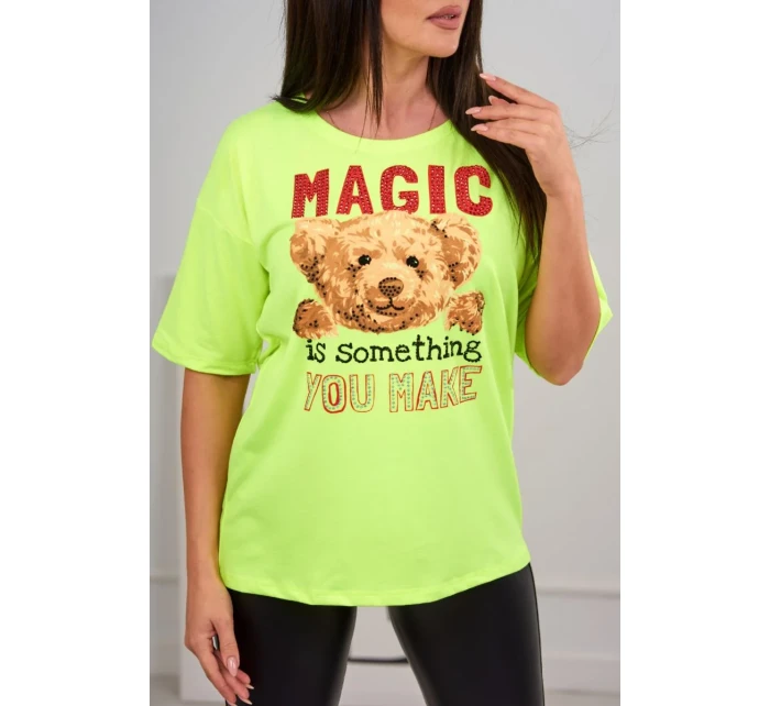 Blúzka s potlačou Magic yellow neon