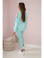 Sada mikiny s mašlí na rukávech a model 19747416 mincovna - K-Fashion Sada mikiny s mašlí na rukávech a model 19747416 mincovna - K-Fashion