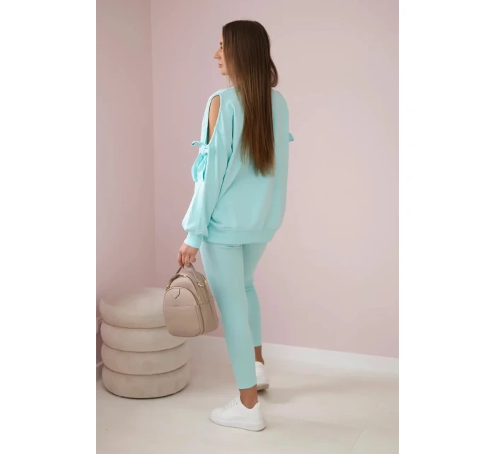 Sada mikiny s mašlí na rukávech a model 19747416 mincovna - K-Fashion Sada mikiny s mašlí na rukávech a model 19747416 mincovna - K-Fashion