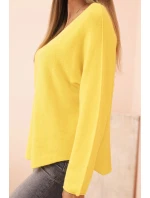 Dámsky viskózový sveter s výstrihom do V tmavožltý Dámsky viskózový sveter s výstrihom do V tmavožltý