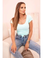 Dámska klasická bavlnená blúzka s krátkymi rukávmi modrá