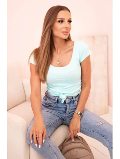 Dámska klasická bavlnená blúzka s krátkymi rukávmi modrá