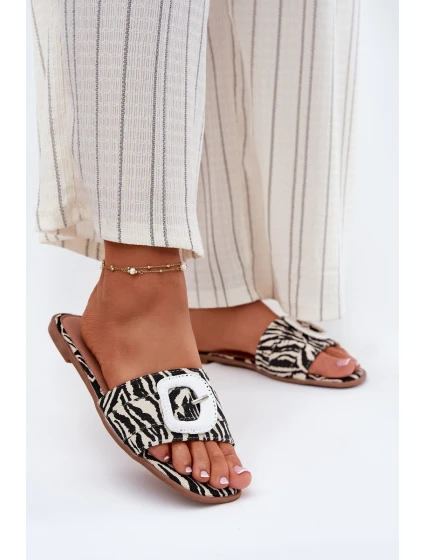 Ploché Dámské Pantofle S Přezkou Zebra model 21696485 - Boto