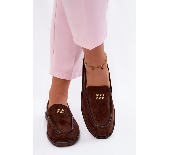Dámské ploché mokasíny model 22100012 Čokoládové - VINCEZA