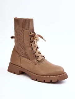 Dámské kozačky se šněrovací ponožkou, hnědá Gentiana