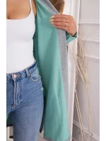 Dvojfarebná pláštenka s kapucňou 21679 mätová+šedá - Kesi