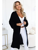 Dlouhý dámský pletený kardigan s kapsami a rukávy – černý model 22323055 - numoco basic