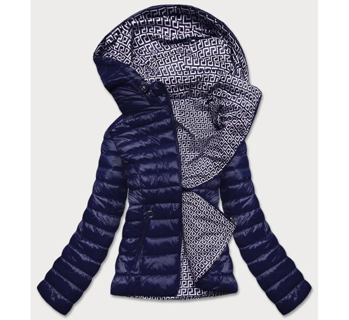 Tmavomodrá obojstranná dámska prešívaná bunda (B9775-3)